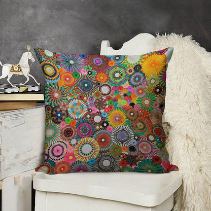 Childhood Dreams, A Colourful Spirograph Drawing! Linen Throw Pillow Cover