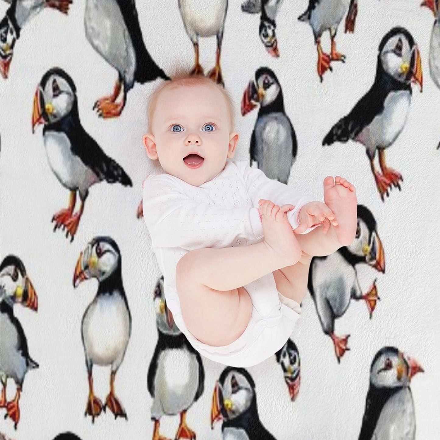 Puffins Pattern Throw Blanket