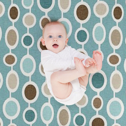 Mid Century Modern Geometric Circle Atomic Art Print 2 - Blue Brown Throw Blanket