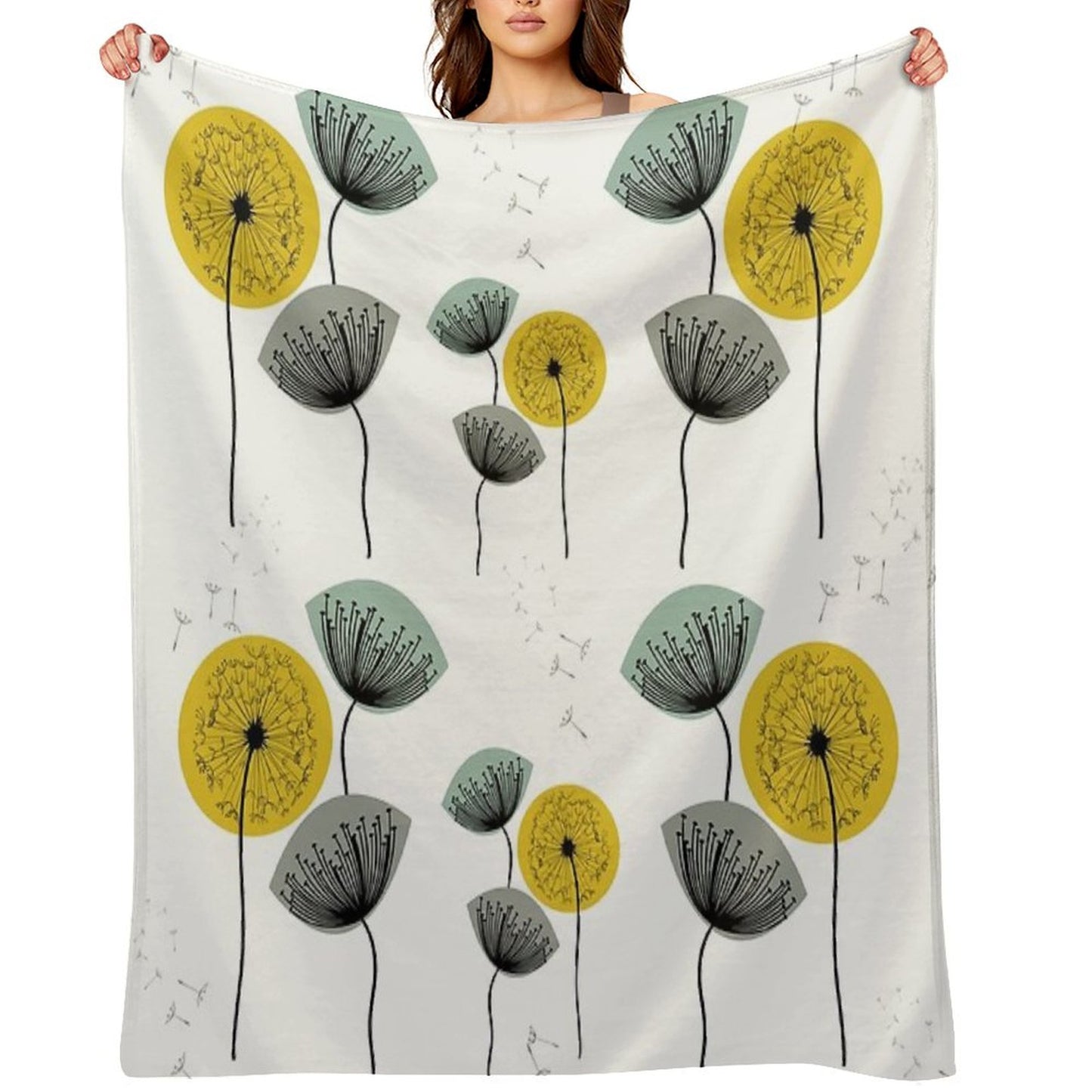 Mid Century Dandelions Throw Blanket