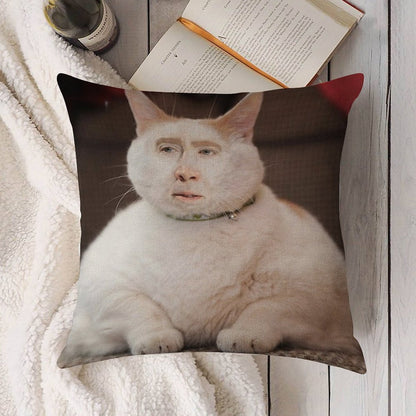 Nicolas Cage Cat Linen Throw Pillow Cover