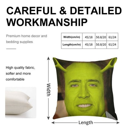 Nicolas CageShrek Linen Throw Pillow Cover