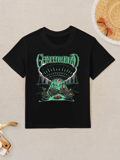 Grateful Dead Skeletons And Aliens Camping Band Kids T-Shirt