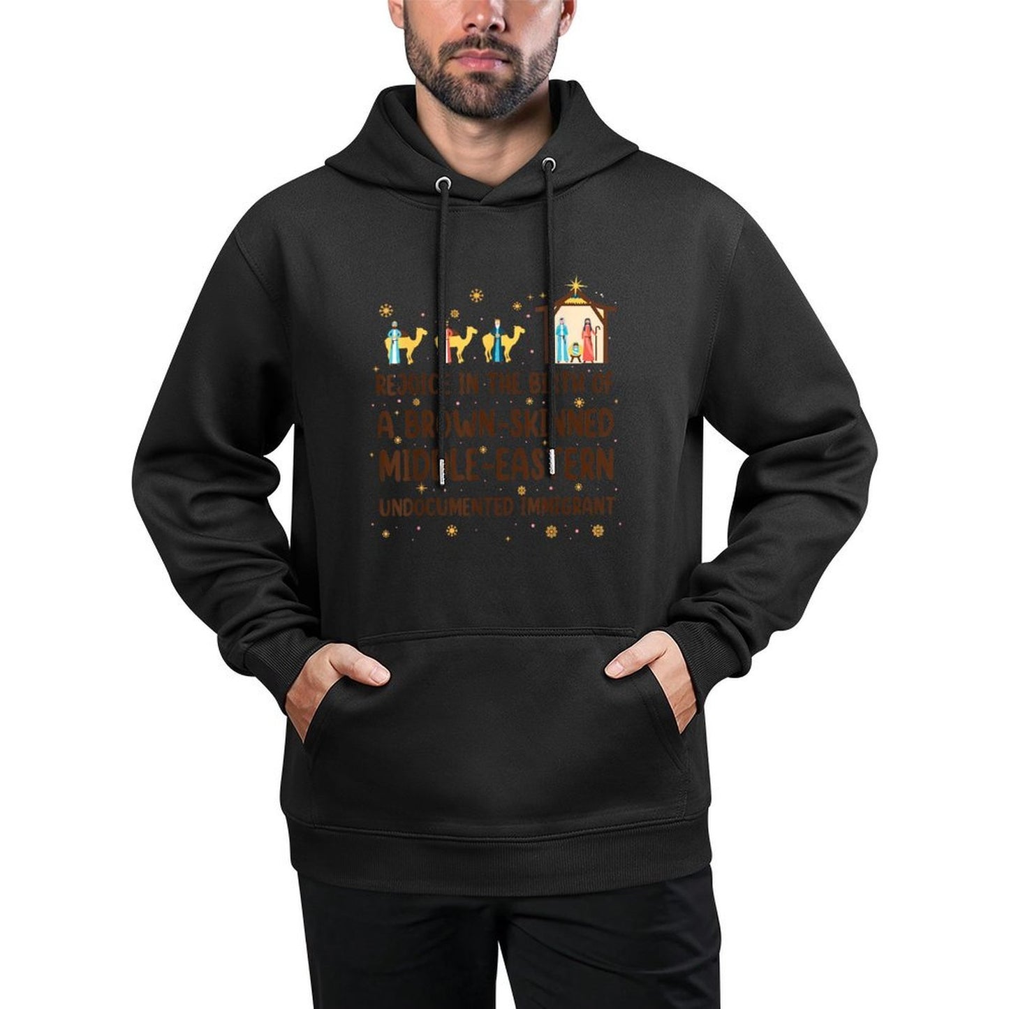 Rejoice In The Birth Of A Brown Skinned Christmas Durable Construction Hoodie