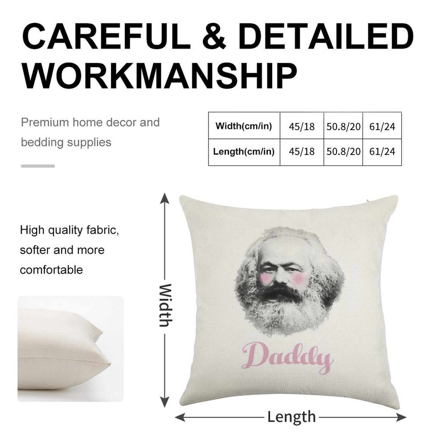 Daddy Karl Linen Throw Pillow Cover