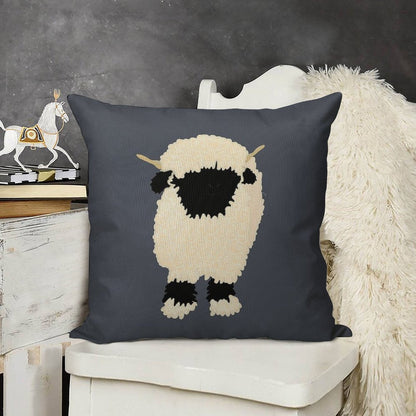 Black Nose Valais Sheep Linen Throw Pillow Cover