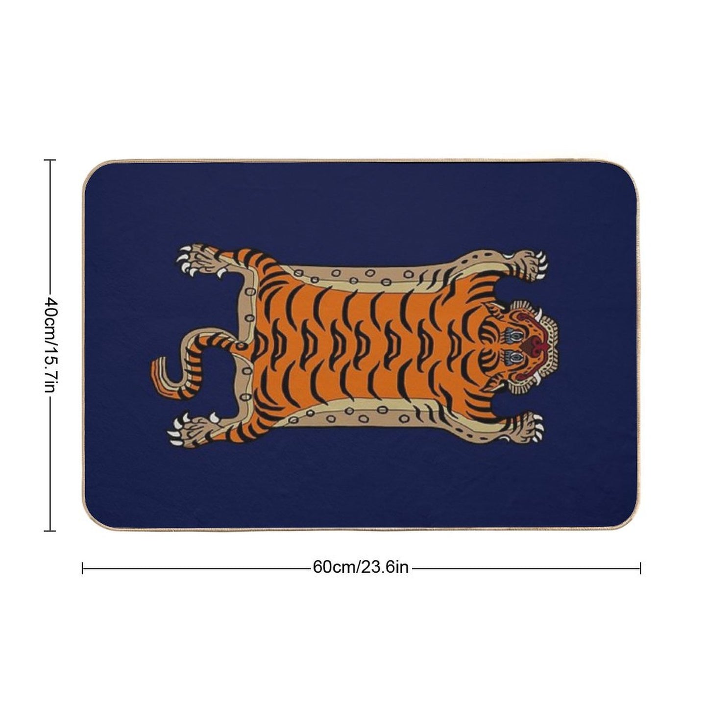 TIBETAN TIGER RUG-navy Blue Bath Mat