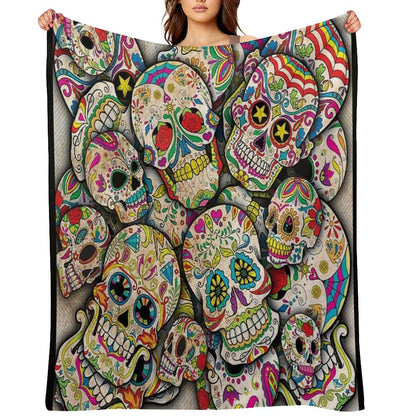 Sugar Skull Collage Throw Blanket