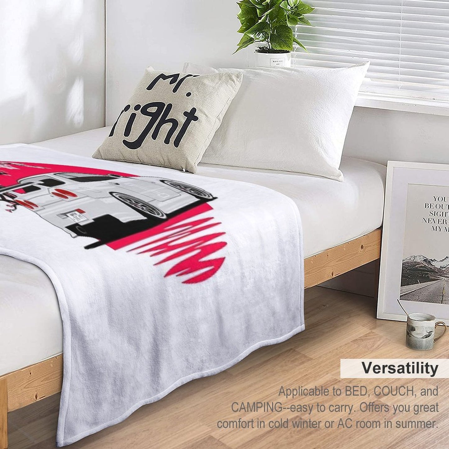 R34 GTR Japan White Throw Blanket