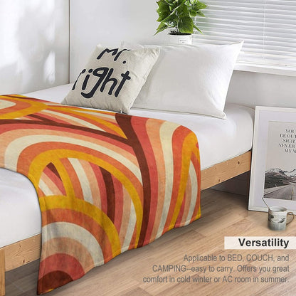 Vintage Orange 70's Style Rainbow Stripes Throw Blanket