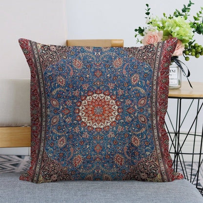 Sarouk Antique Persian Rug Print Linen Throw Pillow Cover