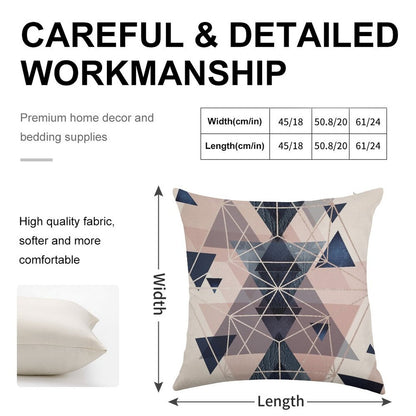 Blush Navy Geometric Linen Throw Pillow Cover