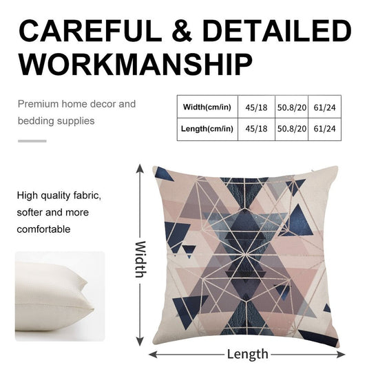 Blush Navy Geometric Linen Throw Pillow Cover