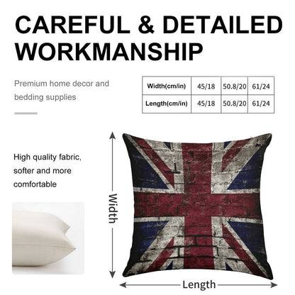 Grunge UK Flag, Great Britain, Punk Style Distressed Wall Linen Throw Pillow Cover