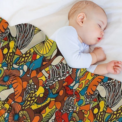 70s Psychedelic Mushroom Throw Blanket