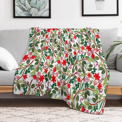 Christmas Floral Pattern Throw Blanket