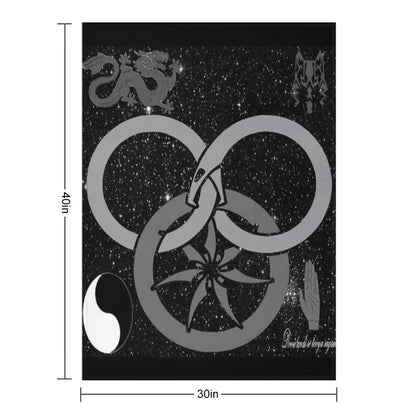 Wheel of Time - Tel'aran'rhiod And Symbols - Black And White Throw Blanket