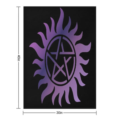 Purple Pentacle Black Throw Blanket