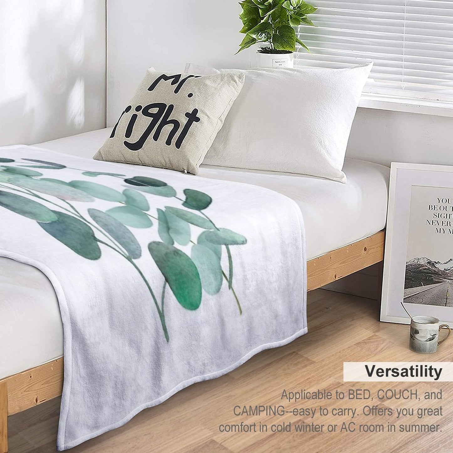 Watercolor, Eucalyptus, Leaves, Botanical, Painting, Green Throw Blanket