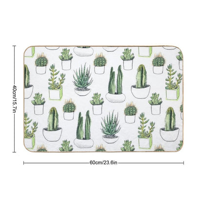 Watercolour Cacti & Succulents Bath Mat