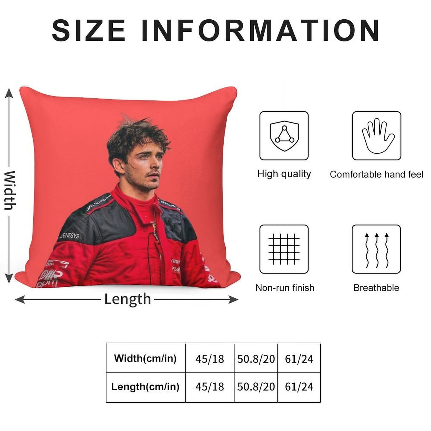 Charles Leclerc F1 Driver Scuderia Ferrari F1 Sweaty Soft Shrink-Resistant Throw Pillow