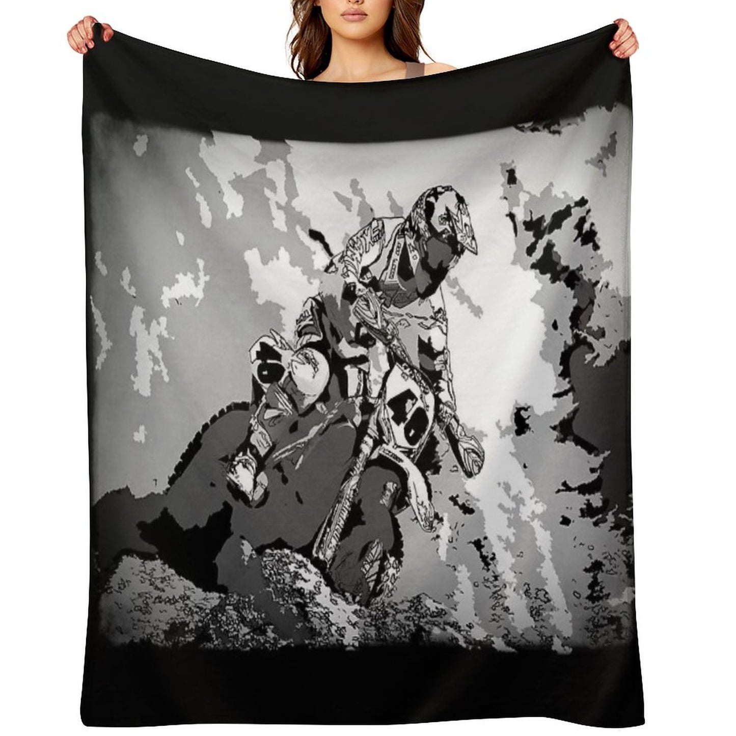 Motocross Dirt-Bike Championship Racer Throw Blanket