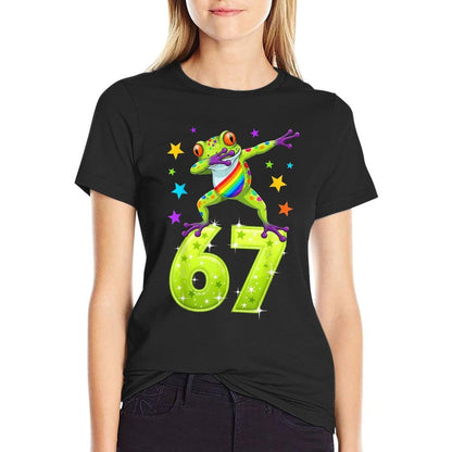 Dabbing Frog 67 Funny Six Seven Gen Z Slang Meme Cute  Moisture-wicking T-Shirt