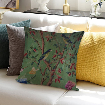 Green Dream Chinoiserie Soft Warmth Comfort Throw Pillow