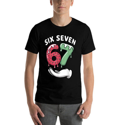 Six Seven Ice Cream Drip Cool Meme 67 Funny Number  Heathered Texture T-Shirt