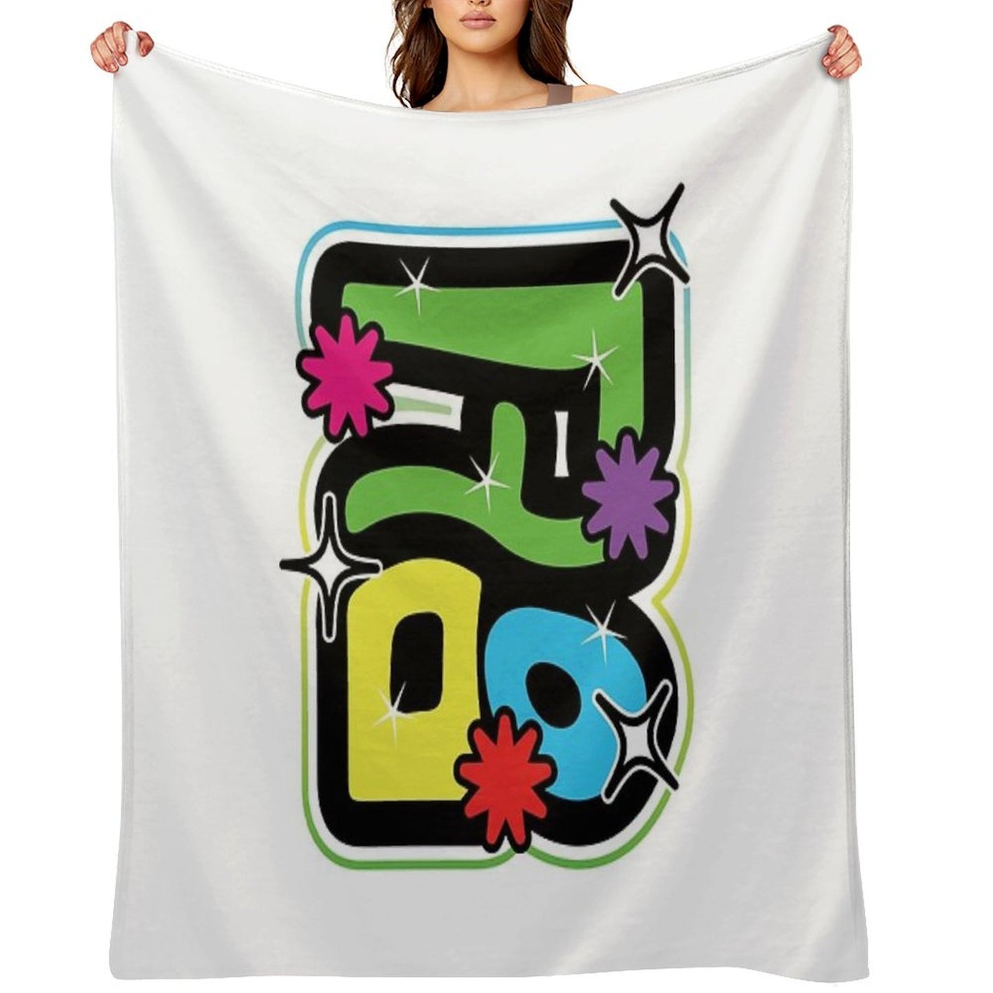 “Thank You” in Korean Hangul – Colorful & Playful Typography Throw Blanket