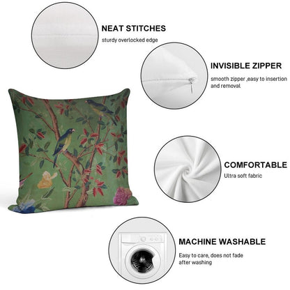 Green Dream Chinoiserie Soft Warmth Comfort Throw Pillow