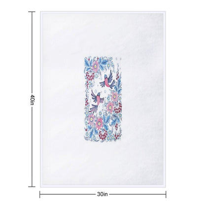 Lovebirds in Petrykivka Floral Garden Throw Blanket