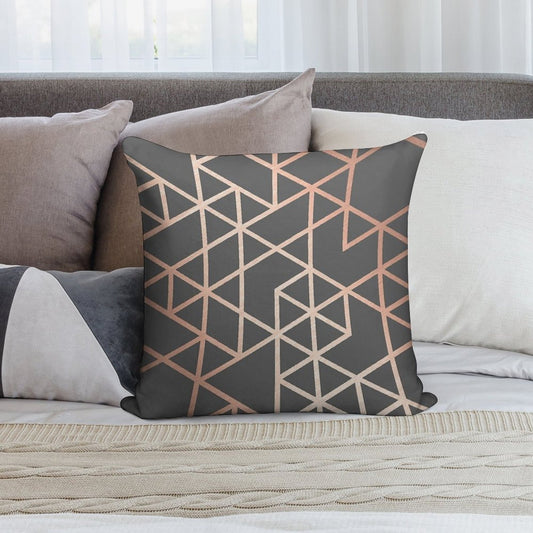 Rose Gold And Gray Geometric Pattern Soft Luxury Feel Throw Pillow