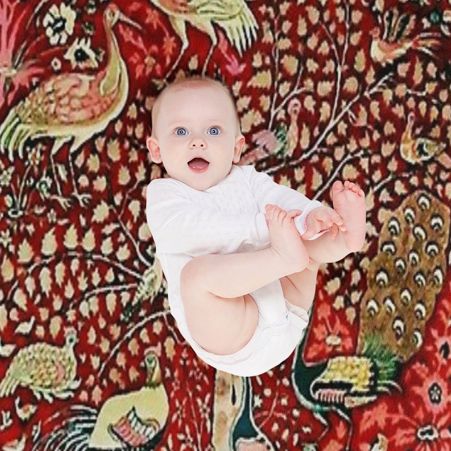 Antique Persian Rug Bird Tree Flowers Ca. 1600 Print Throw Blanket