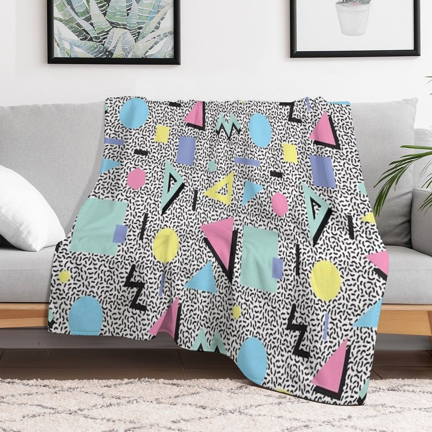 Eighties Memphis Pattern Design Throw Blanket