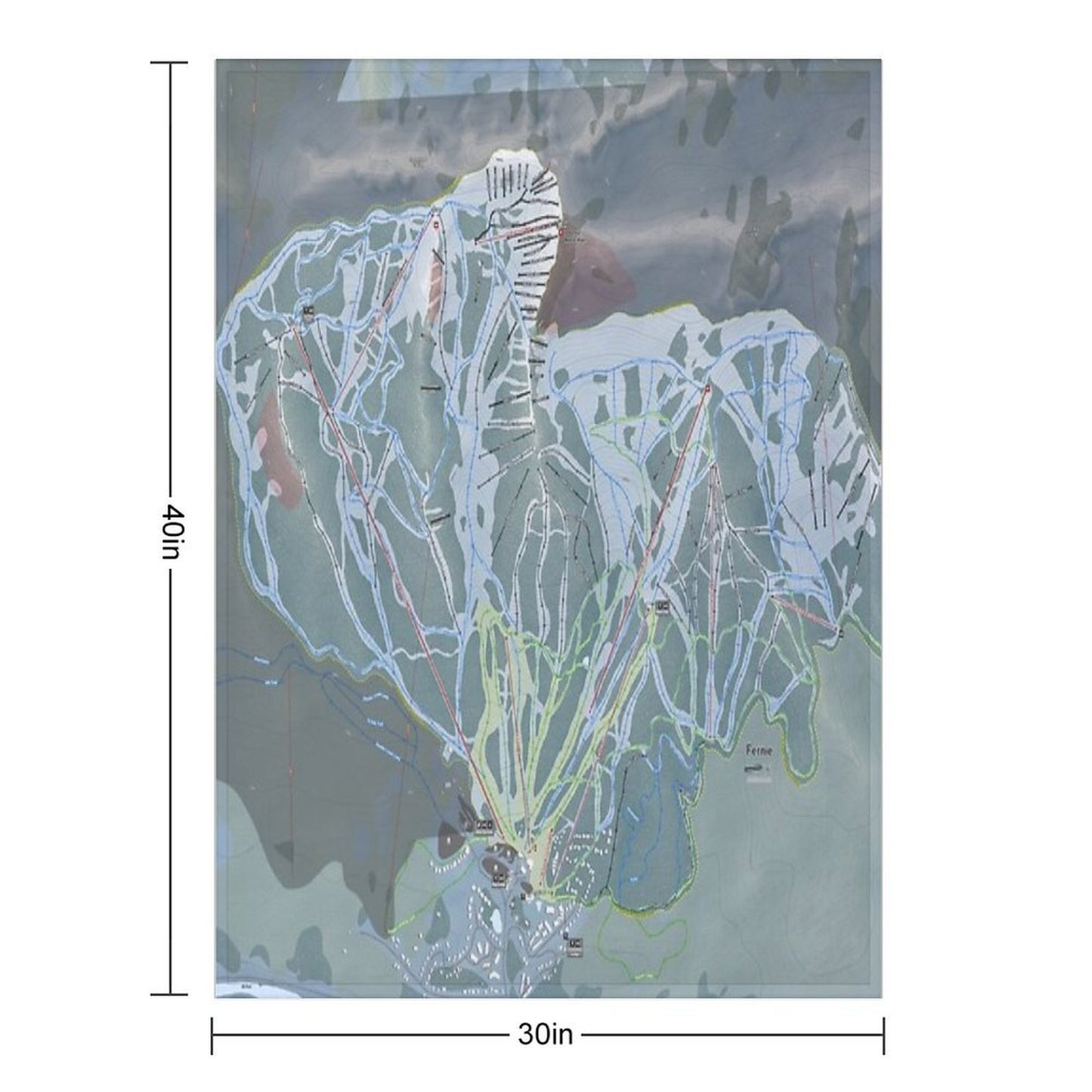 Fernie Resort Trail Map Throw Blanket