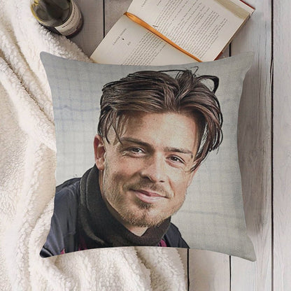 Jack Grealish Smile Linen Throw Pillow Cover