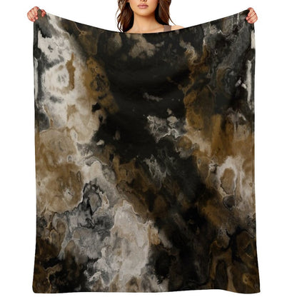 Black Gold And White Abstract Throw Blanket