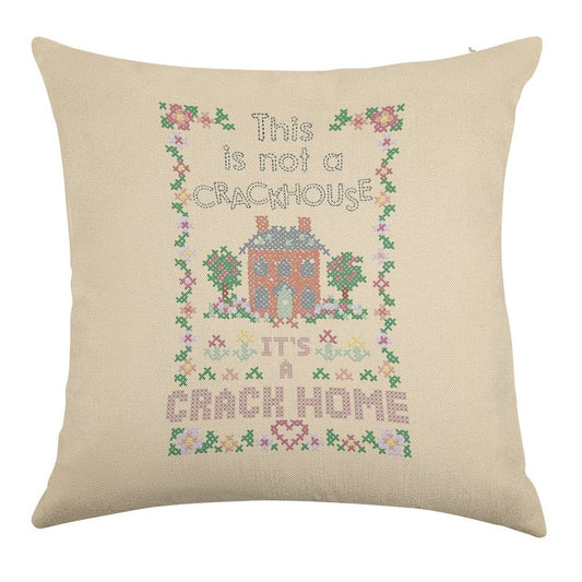 A Crack Home - Cross Stitch Embroidery Linen Throw Pillow Cover