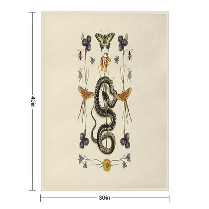 Snake, Swallowtail, & Wildflowers III Throw Blanket