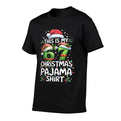 Funny 67 Christmas Pajamas Six Seven Meme Brainrot  Summer-ready Fabric T-Shirt