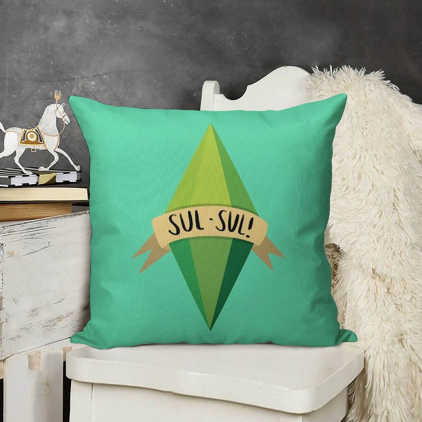 Plumbob Linen Throw Pillow Cover