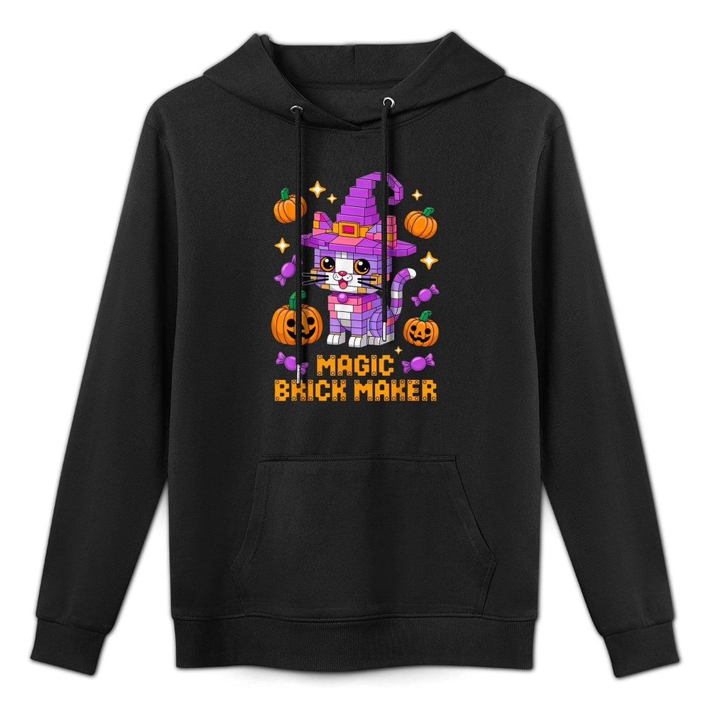 Master Builder Halloween Cat Lover Building Bricks Blocks Colorfast Hoodie