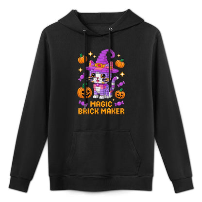 Master Builder Halloween Cat Lover Building Bricks Blocks Colorfast Hoodie