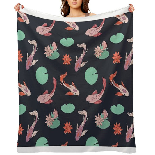 Koi Fish Oriental Design Throw Blanket
