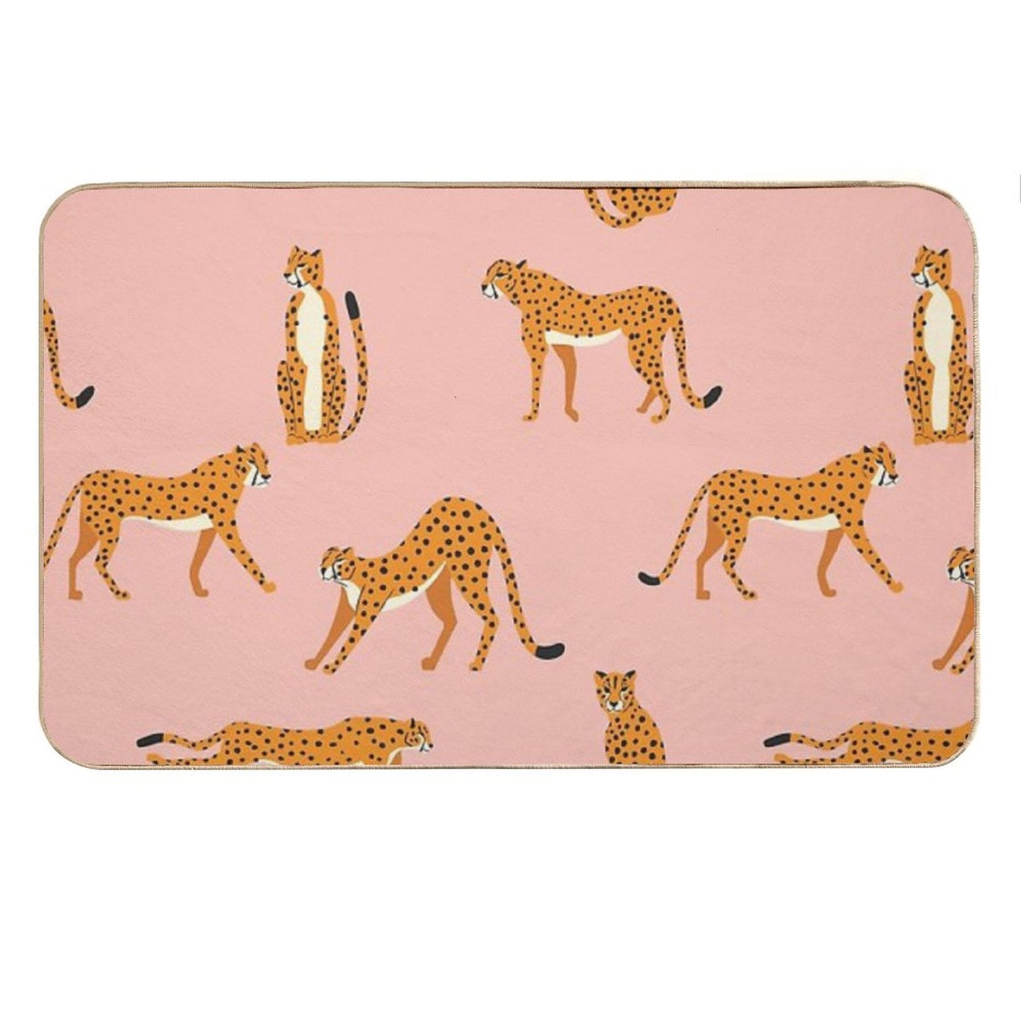 Cheetahs Pattern on Pink Bath Mat