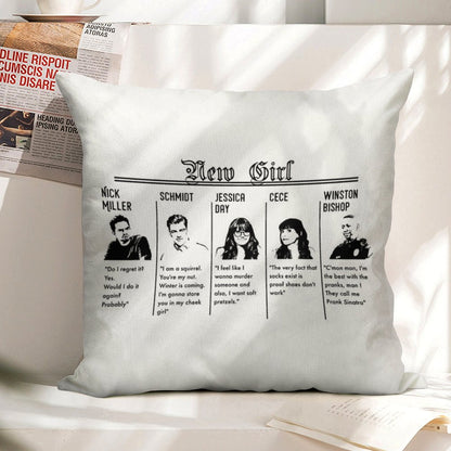 New Girl Linen Throw Pillow Cover