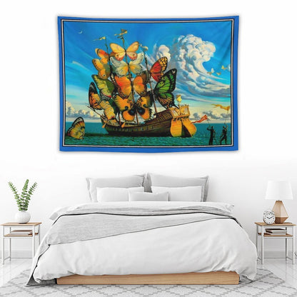 BUTTERFLY SHIP  Vintage Surreal Abstract Fantasy Print Tapestry