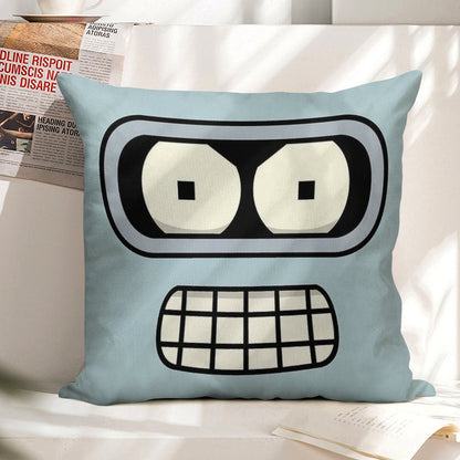 Bender's Face Linen Throw Pillow Cover