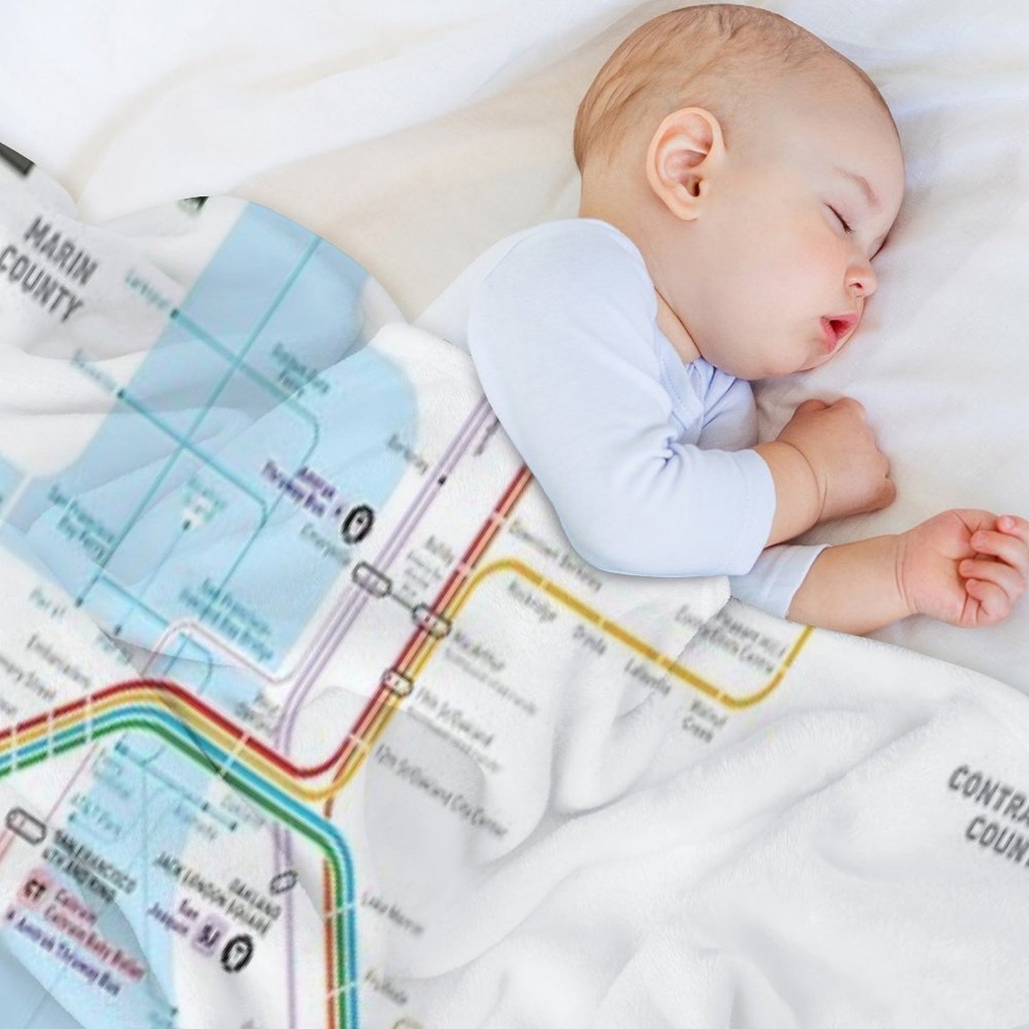 San Francisco Bay Area Transit Map Throw Blanket